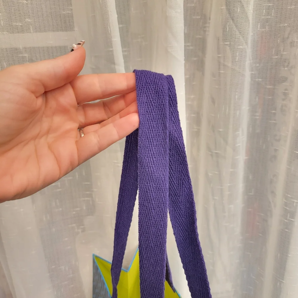Tory Burch Shopping Bag Teal, Purple, & Neon Yellow Green